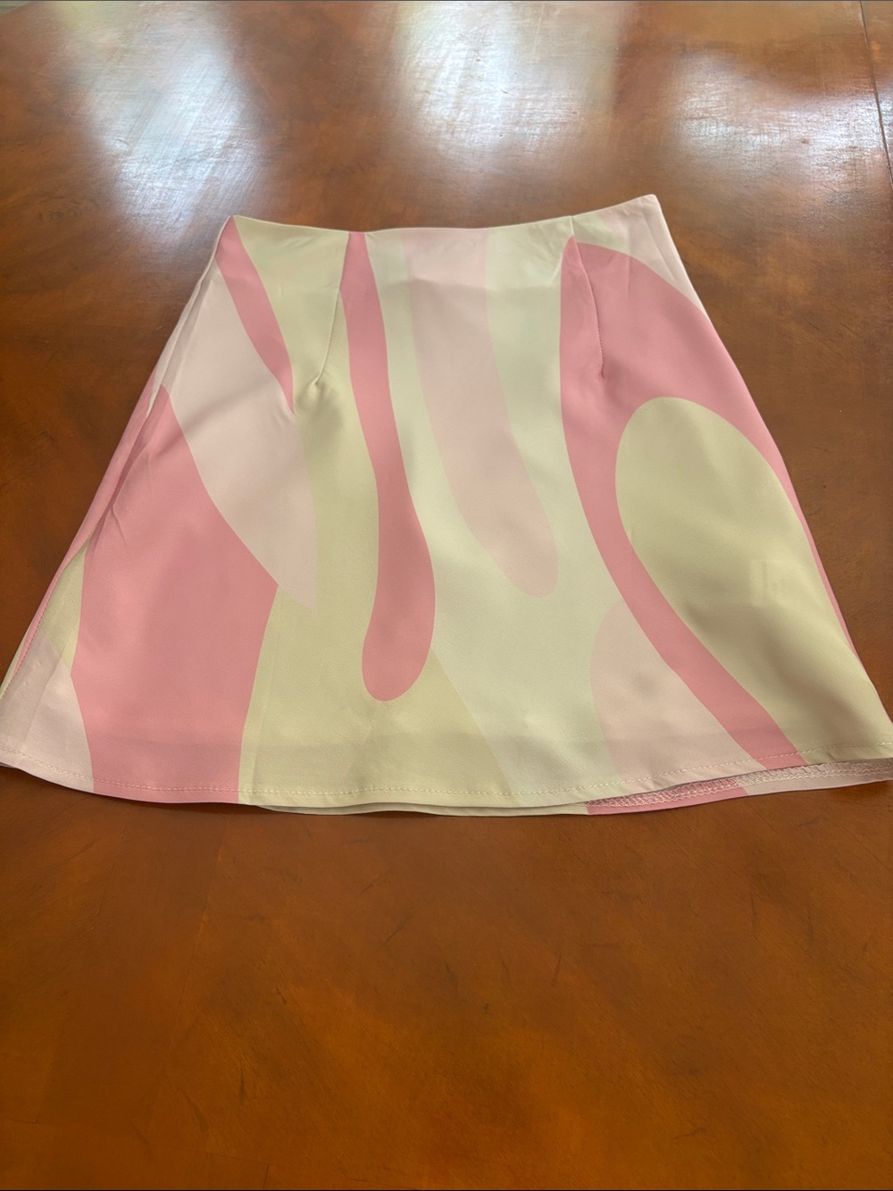 Princess Polly Pink and Cream Abstract Circle Skater Skirt